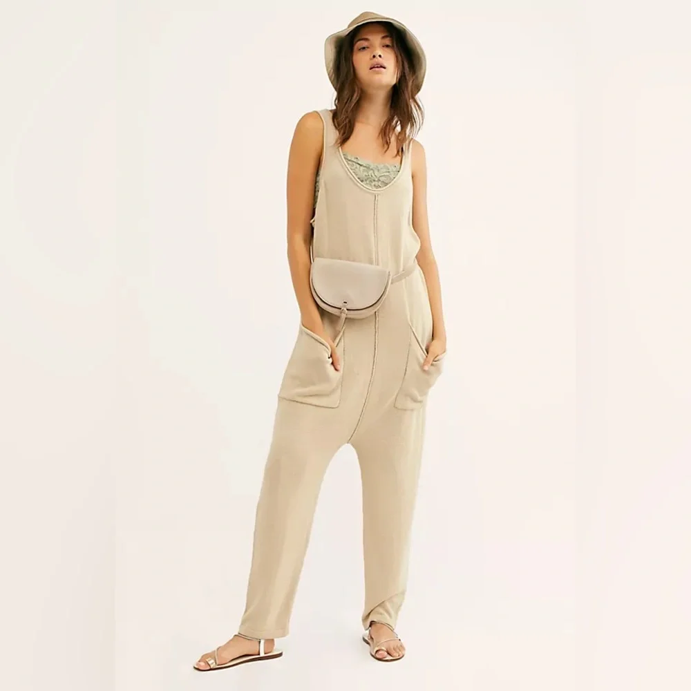 Free People Beach Hailee Sweater Jumpsuit in Ivory Cream - S